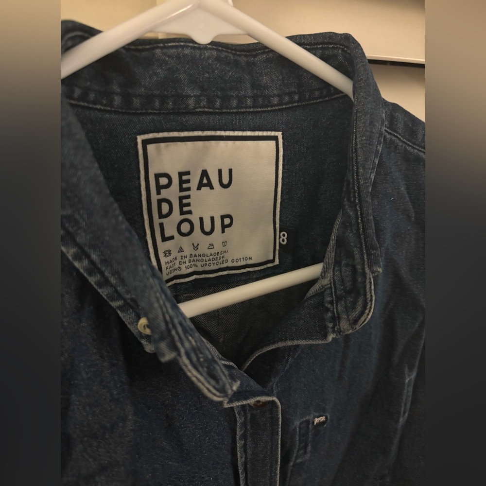Peau De Loup Denim Blue Button Up Long Sleeve Shirt
